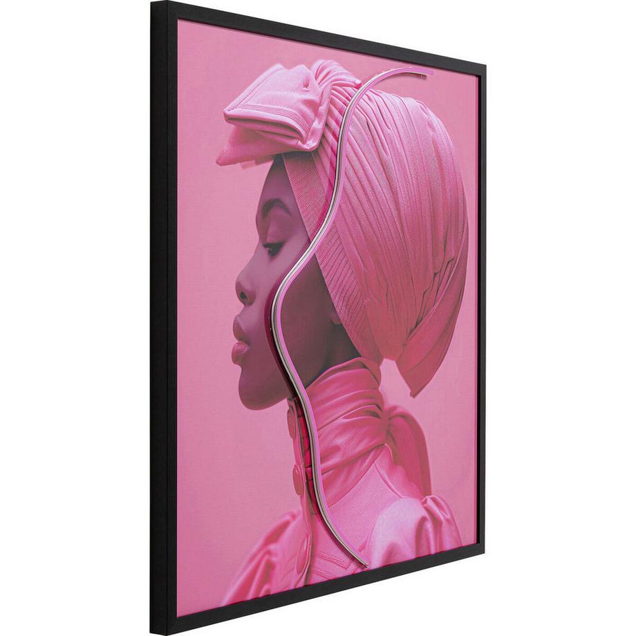 KARE Design Image encadrée pink Woman LED 80x80  
