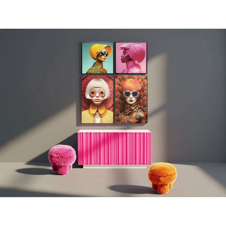 KARE Design Image encadrée pink Woman LED 80x80  