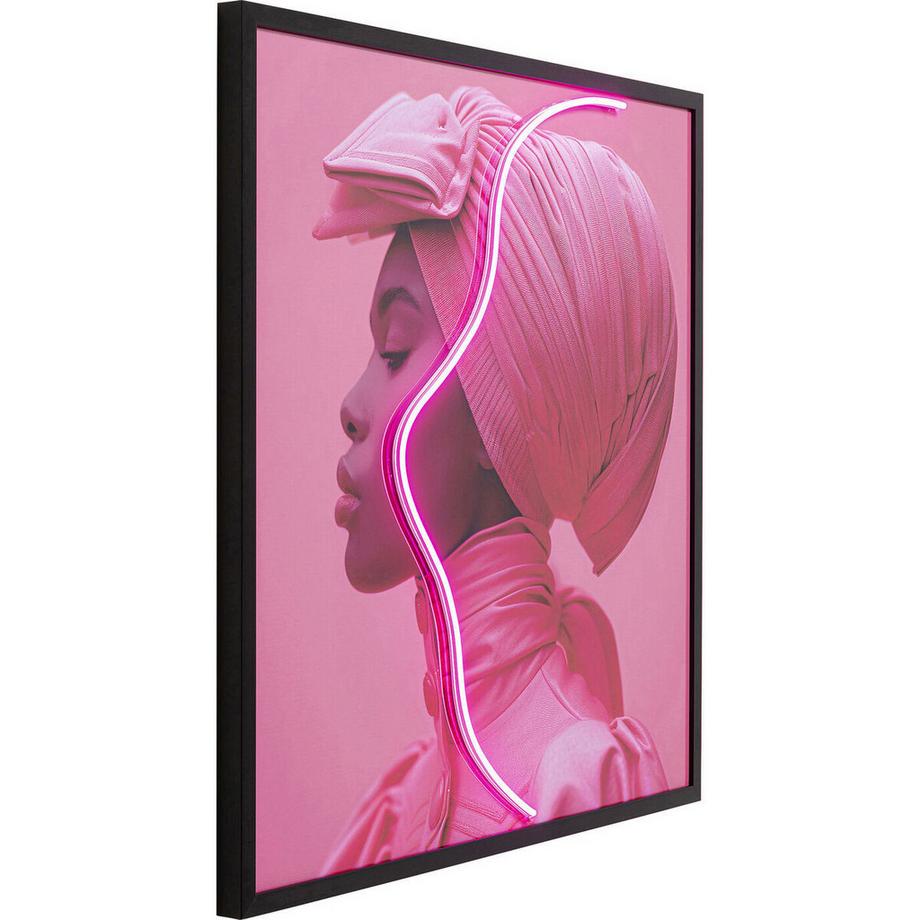 KARE Design Image encadrée pink Woman LED 80x80  