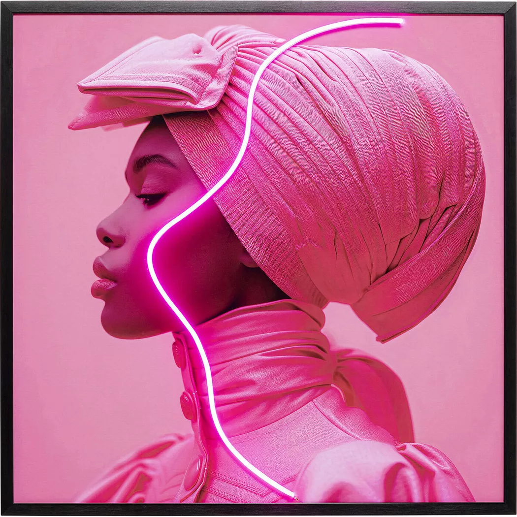 Kare Design LED-Bild "Gerahmtes Bild Pink Woman 80x80cm" 1