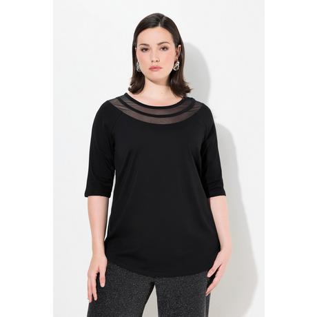 Ulla Popken  Shirt, Mesheinsatz, Classic, Rundhals, 3/4-Arm 