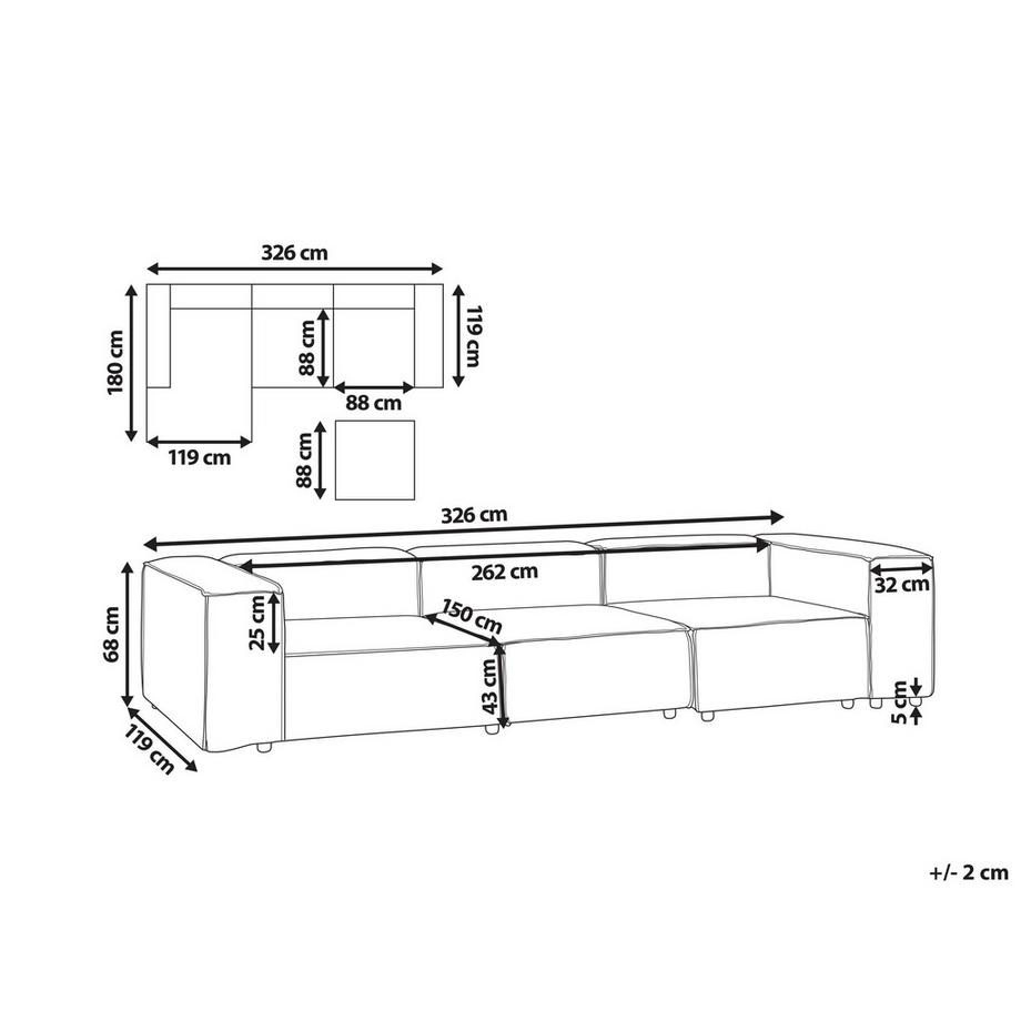 Beliani Canapé modulable en Velours côtelé Moderne ARDAL  