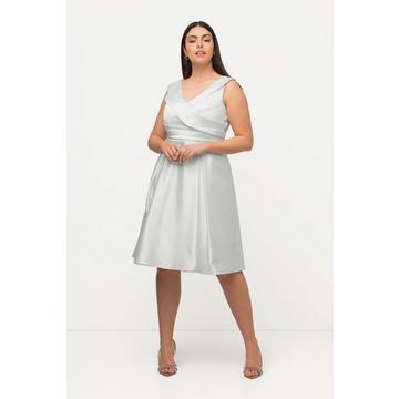 Abendkleid, A-Linie, drapiert, V-Ausschnitt, ärmellos