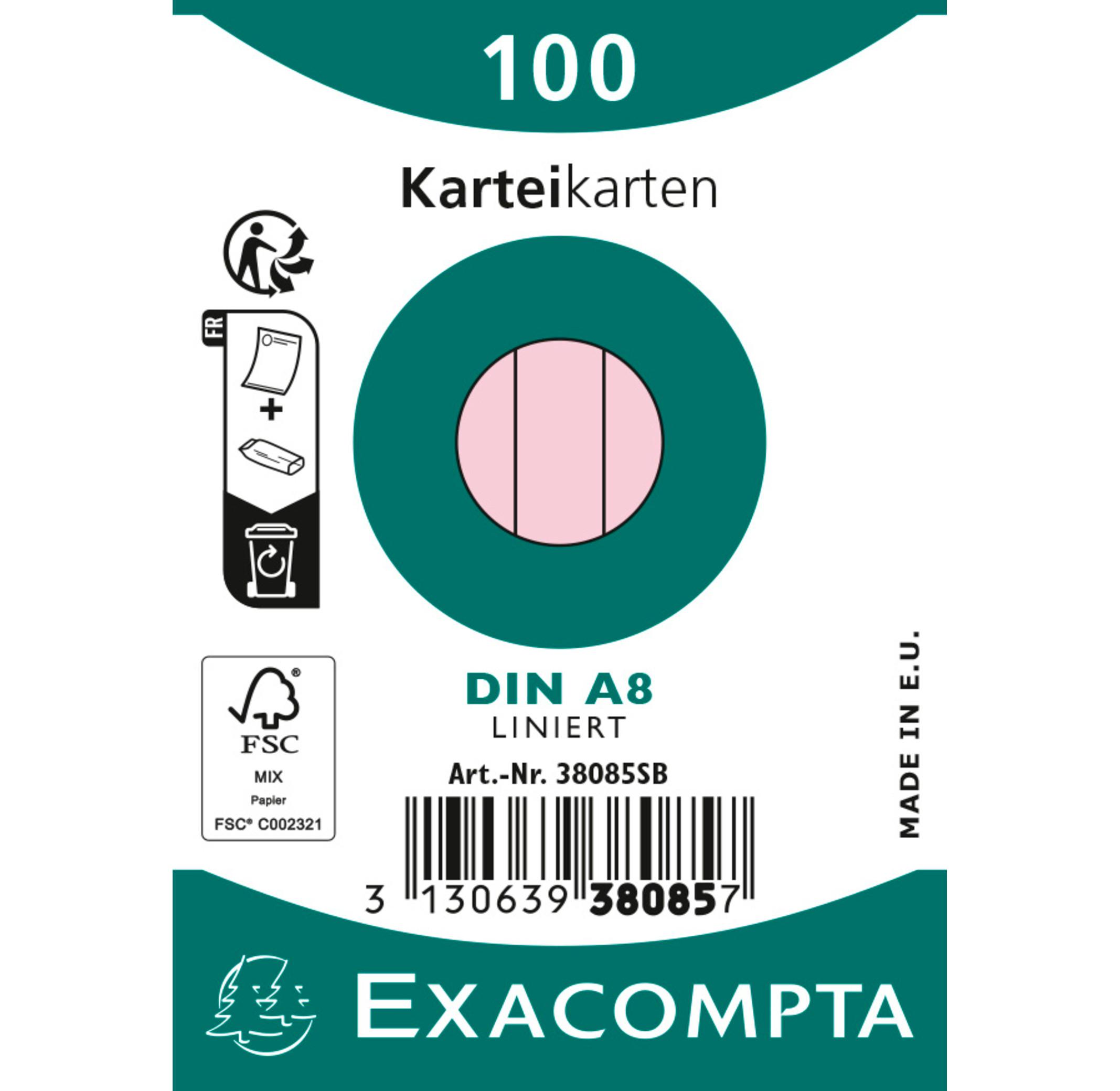 Exacompta Paquet 100 fiches sous film - bristol ligné non perforé 55x74mm - x 48  