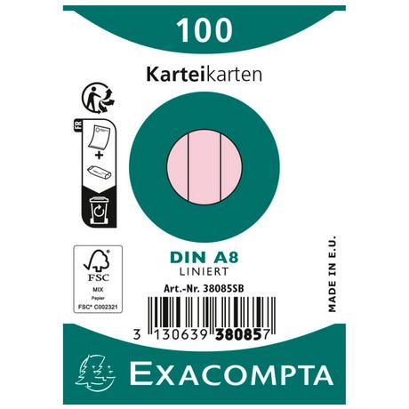 Exacompta Paquet 100 fiches sous film - bristol ligné non perforé 55x74mm - x 48  