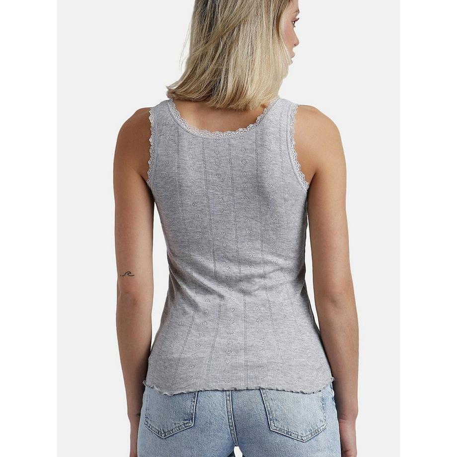 Admas Canale Geripptes Tanktop mit Spitzenbesatz  