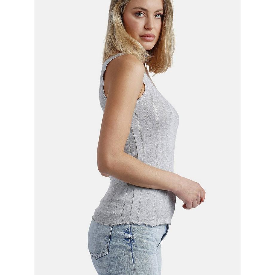 Admas Canale Geripptes Tanktop mit Spitzenbesatz  