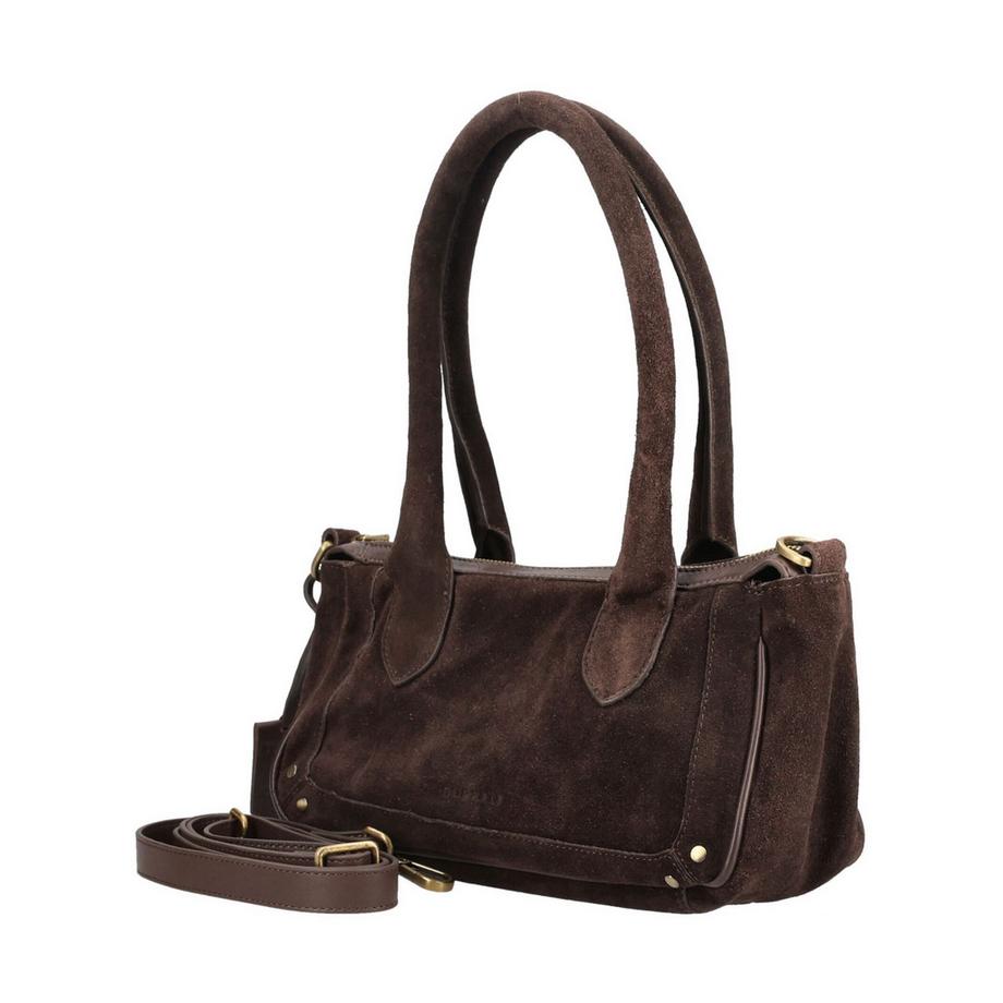 BURKELY Sac à bandoulière en cuir velours avec bandoulière amovible  
