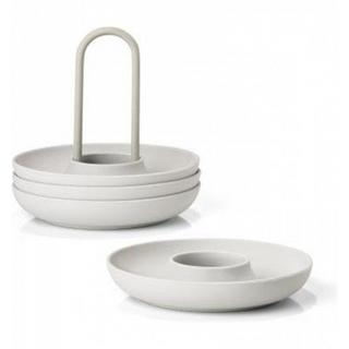 Zone Eierbecher 4er Set Singles Hellgrau mit Halterung  