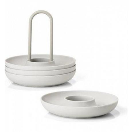 Zone Eierbecher 4er Set Singles Hellgrau mit Halterung  