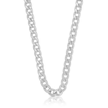 Collier gourmette or blanc 750, 6mm, 42cm