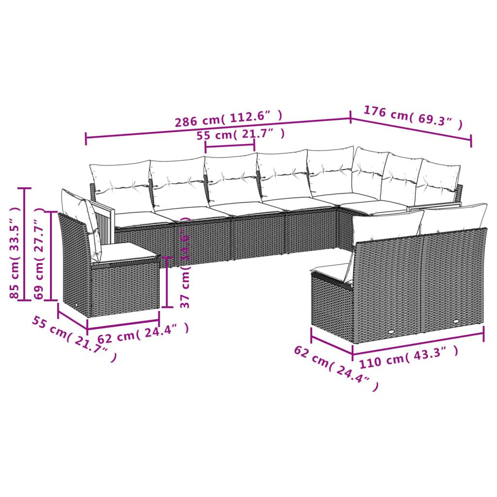 VidaXL set divano da giardino Polirattan  