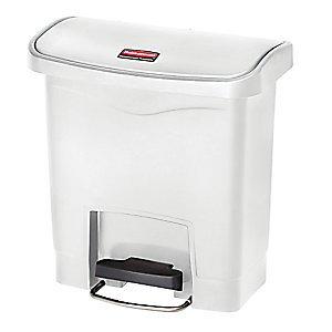 Rubbermaid Collecteur de tri à pédale SLIM JIM®, capacité 15 l, l x h x p 230 x 399 x 377 mm, blanc.  
