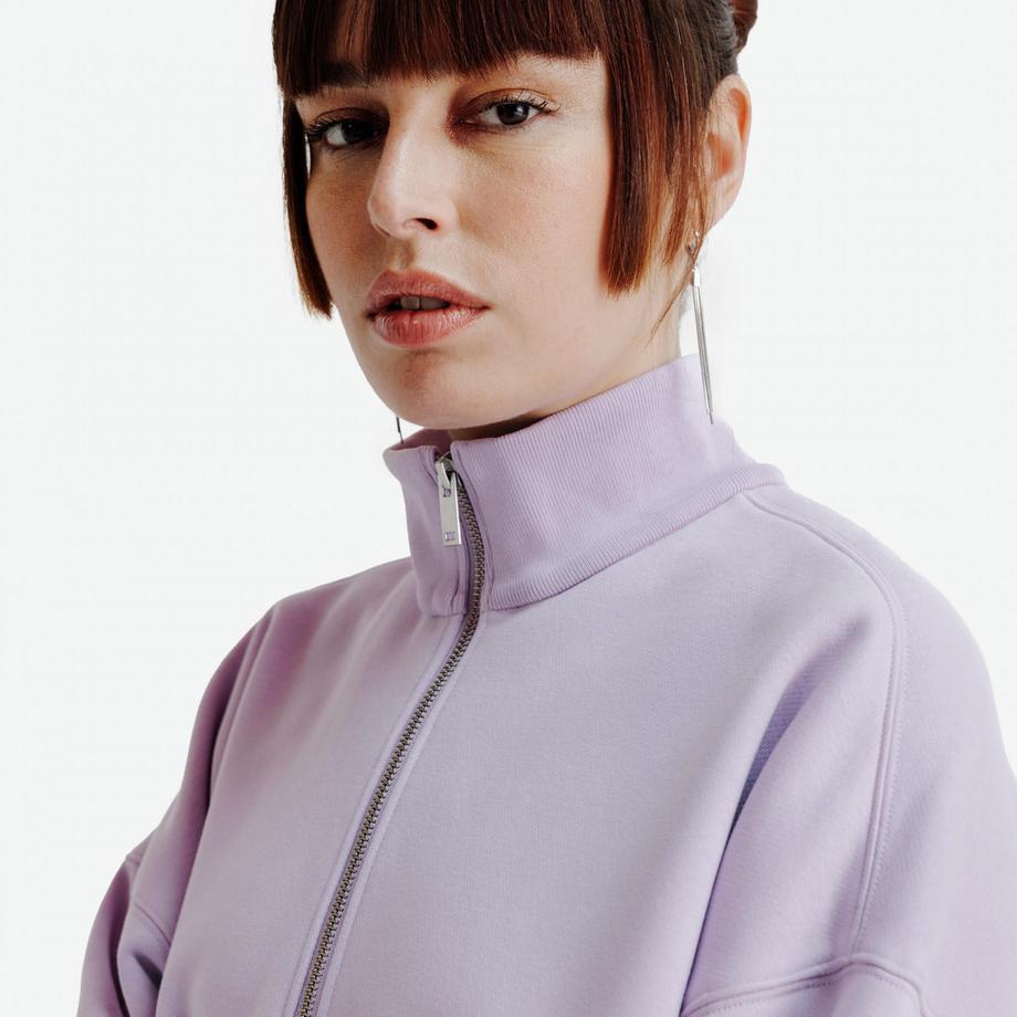 DECATHLON  Sweat à col zippé oversize femme, Elementals, lilas 