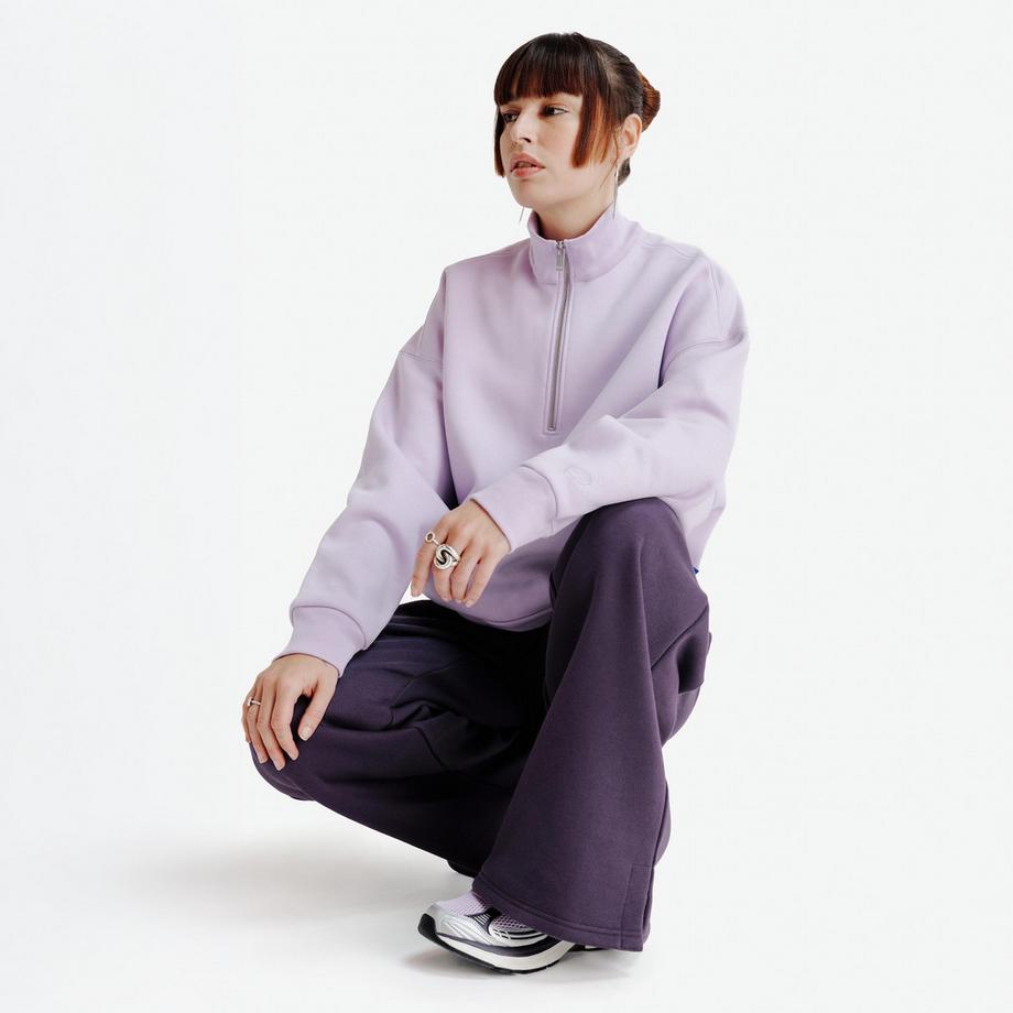 DECATHLON  Sweat à col zippé oversize femme, Elementals, lilas 