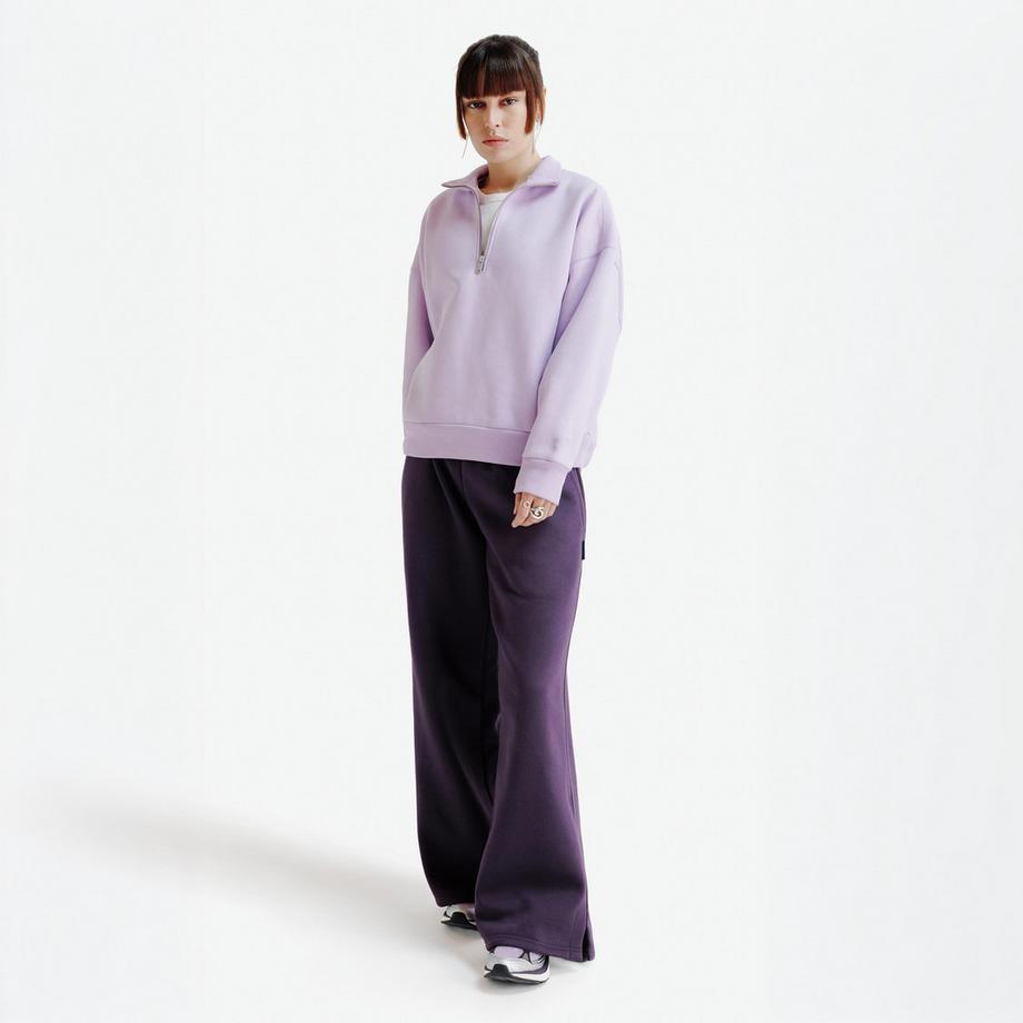 DECATHLON  Sweat à col zippé oversize femme, Elementals, lilas 