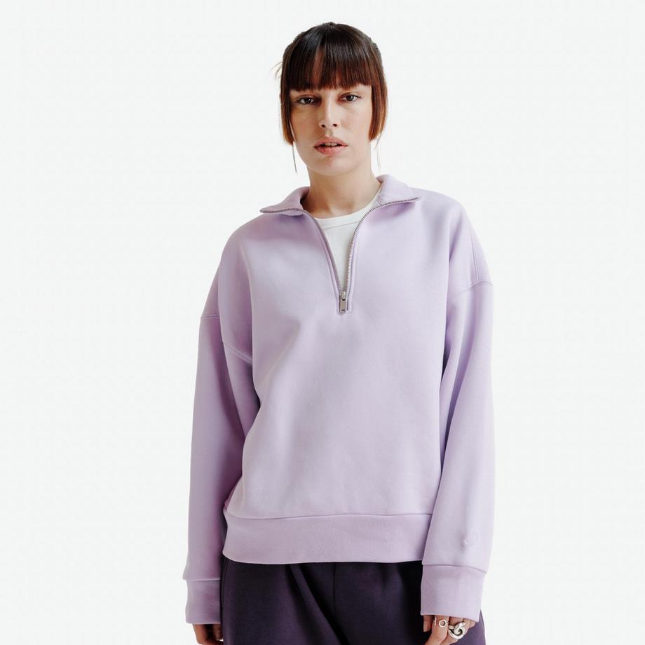 Oversize-Sweatshirt mit Reissverschluss , Elementals, fliederfarben