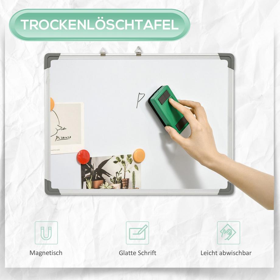 Northio Whiteboard Magnetisch Magnettafel Mit 4 Markern, 1 Radiergummi, 10 Magneten, Staffelei, Wandmontage, 60X1,8X45Cm  