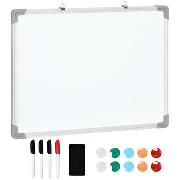 Lavagna Magnetica Whiteboard Con 4 Pennarelli, 1 Cancellino, 10 Magneti, Cavalletto, Montaggio A Parete, 60X1,8X45 Cm
