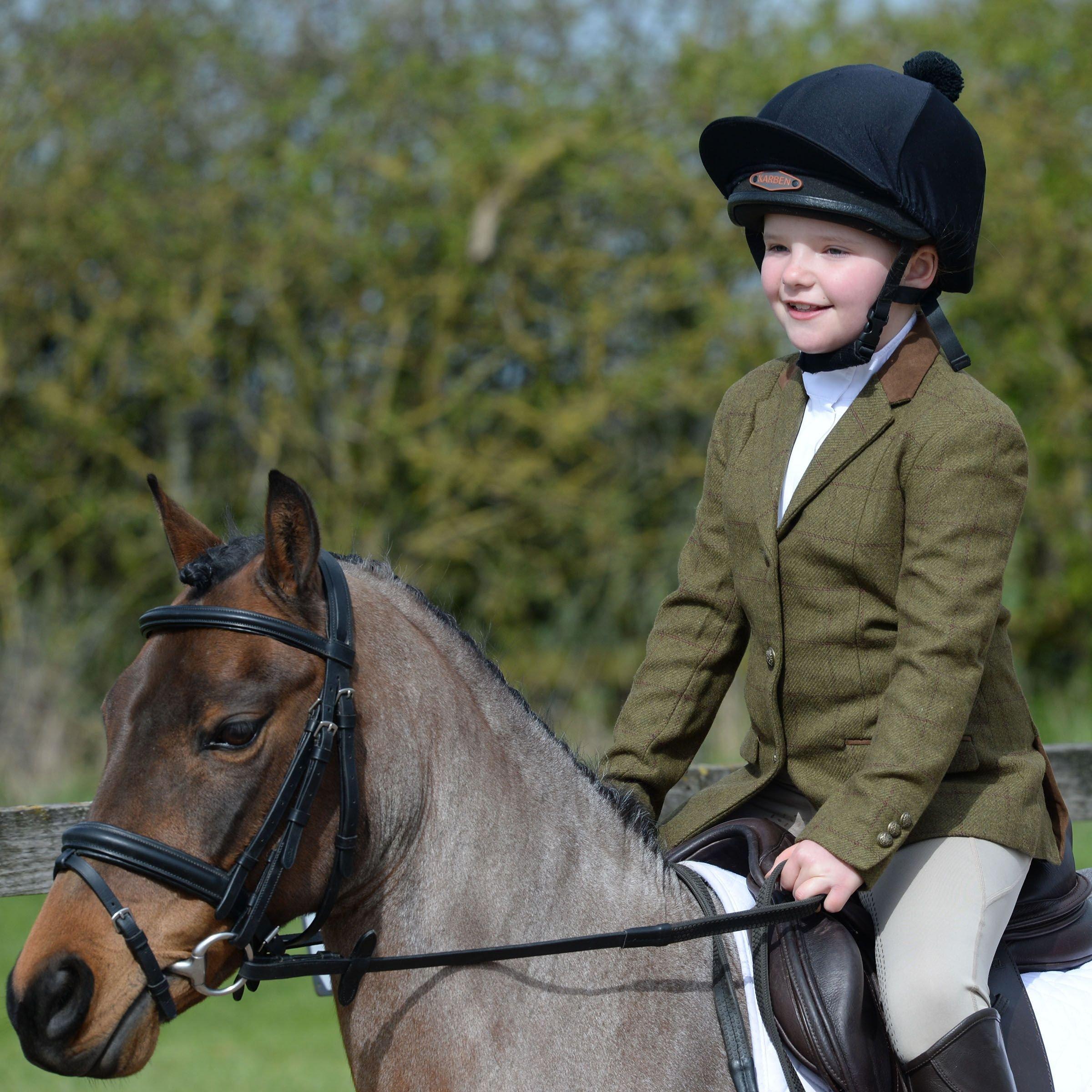 Weatherbeeta  Giacca da equitazione aderente con collo in pelle scamosciata per bambina Dublin Albany Tweed 