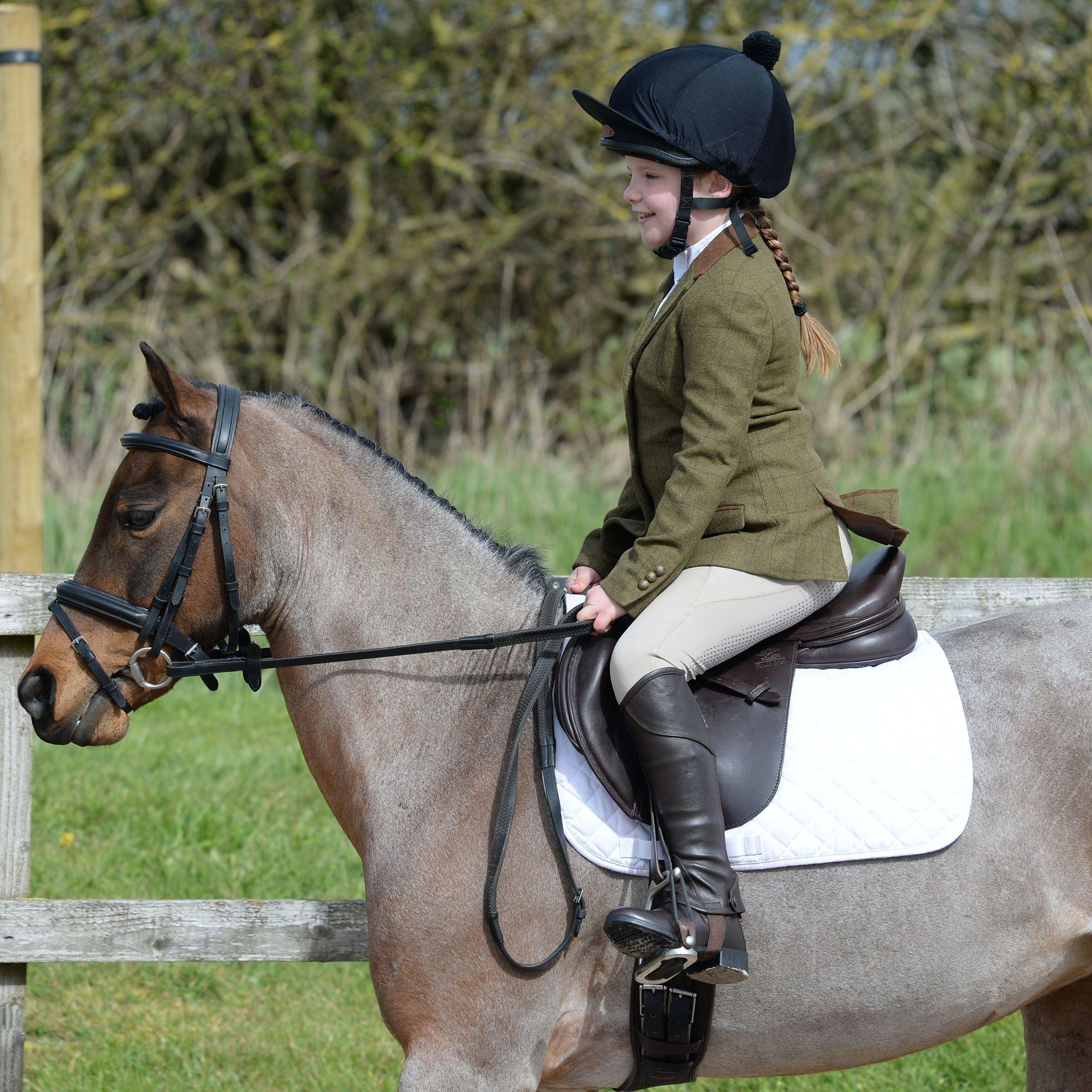 Weatherbeeta  Giacca da equitazione aderente con collo in pelle scamosciata per bambina Dublin Albany Tweed 