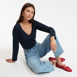 La Redoute Collections Bio-Baumwolle Langarm V-Ausschnitt Shirt  