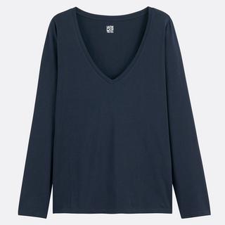 La Redoute Collections Bio-Baumwolle Langarm V-Ausschnitt Shirt  