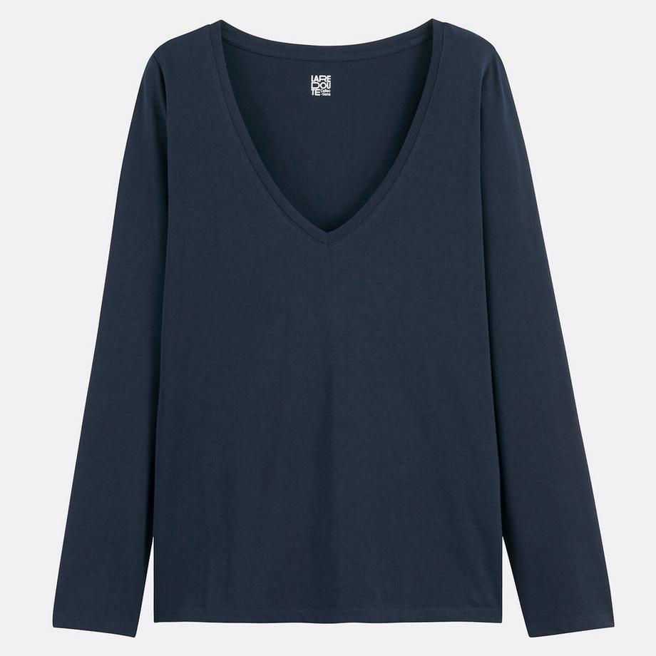 La Redoute Collections Bio-Baumwolle Langarm V-Ausschnitt Shirt  