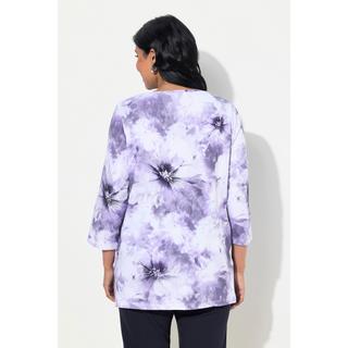 Ulla Popken Coton Pima Coupe Evasée Col Rond Manches 3/4 T-shirt  