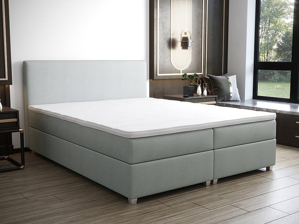 Ysmée Set completo boxspring Testata + Rete a doghe + Materasso + topper 140 x 200 cm Tessuto Grigio - ONAN di YSMÉE  