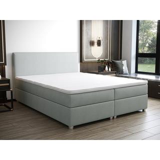Ysmée Set completo boxspring Testata + Rete a doghe + Materasso + topper 140 x 200 cm Tessuto Grigio - ONAN di YSMÉE  