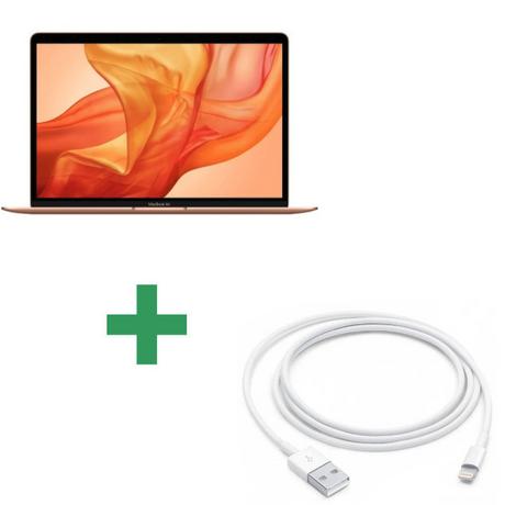 Apple  Ricondizionato MacBook Air 13" 2018 Core i5 1,6 Ghz 8 Gb 128 Gb SSD Oro + Cavo Apple da Lightning a USB da 1 metro bianco 