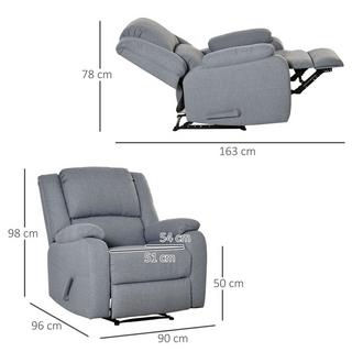 Northio Poltrona, Sedia Relax, Poltrona Tv Con Funzione Reclinabile, Tasca Laterale, Poliestere Simile Al Lino, Grigio, 90 X 96 X 98 Cm  