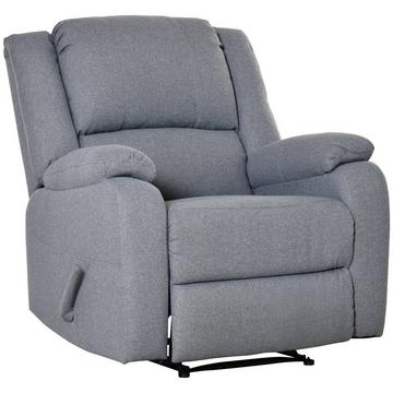 Poltrona, Sedia Relax, Poltrona Tv Con Funzione Reclinabile, Tasca Laterale, Poliestere Simile Al Lino, Grigio, 90 X 96 X 98 Cm