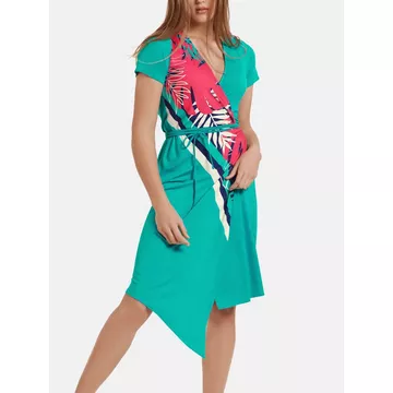 Robe estivale aymétrique manches courtes Tahiti