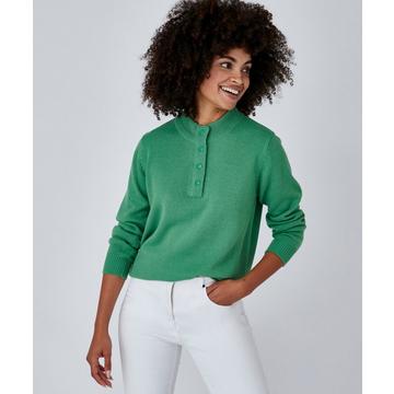 Pull col montant, maille jersey souple.