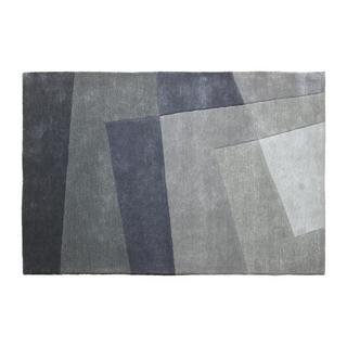 Vente-unique  Tapis en laine et viscose fait à la main - 160 x 230 cm - 2500g/m² - Gris - TAMALE 