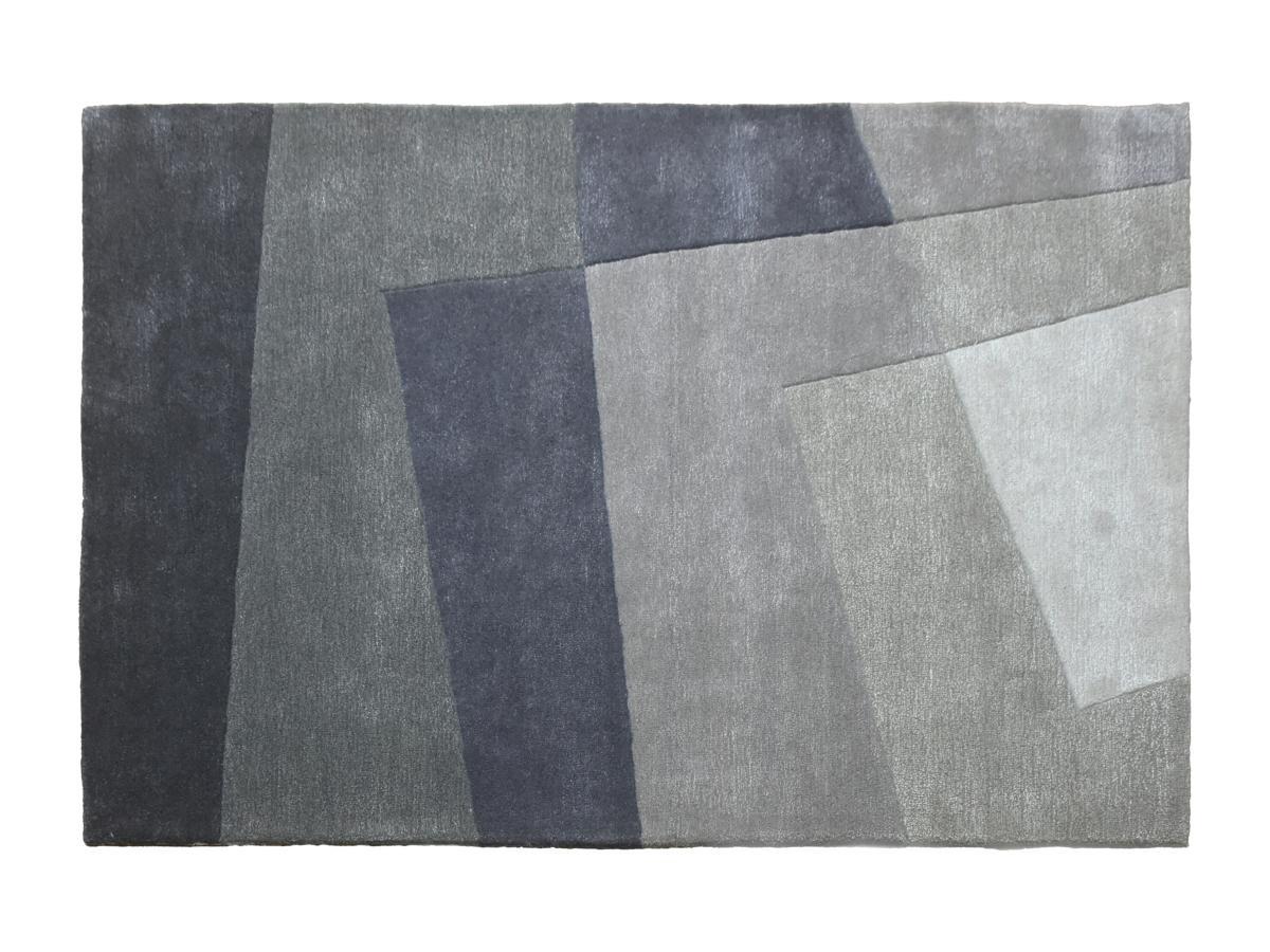 Vente-unique  Tappeto 160 x 230 cm in Lana e viscosa di artigianato 2500g/m² Grigio - TAMALE 