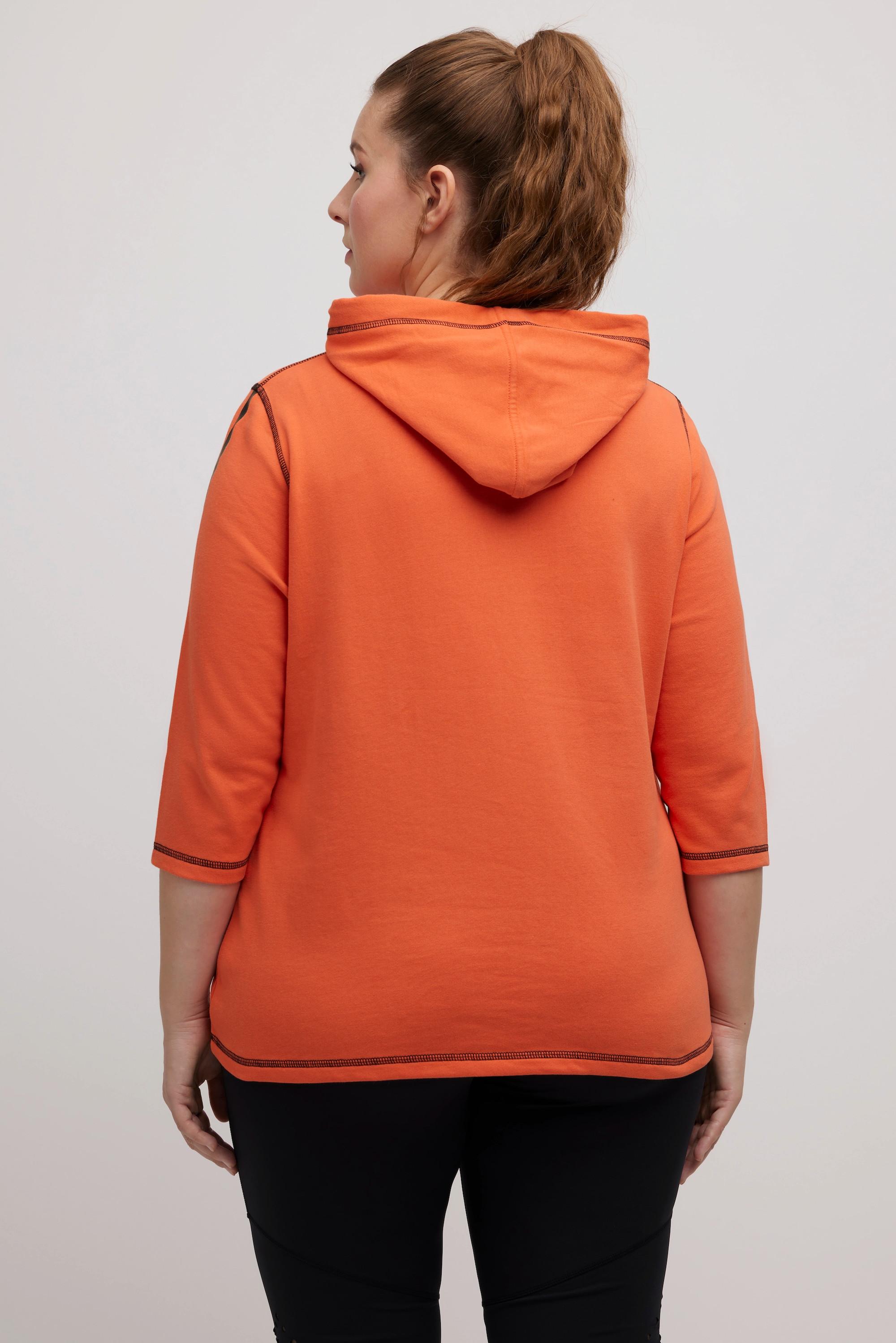 Ulla Popken  Sweat à capuche, coutures de couleur, manches 3/4 