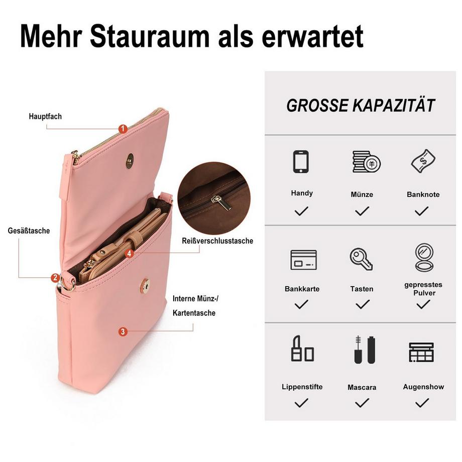 Only-bags.store Kleine Handtasche Schultertasche PU-Leder  