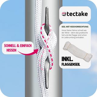 Tectake  Aluminium Fahnenmast höhenverstellbar 