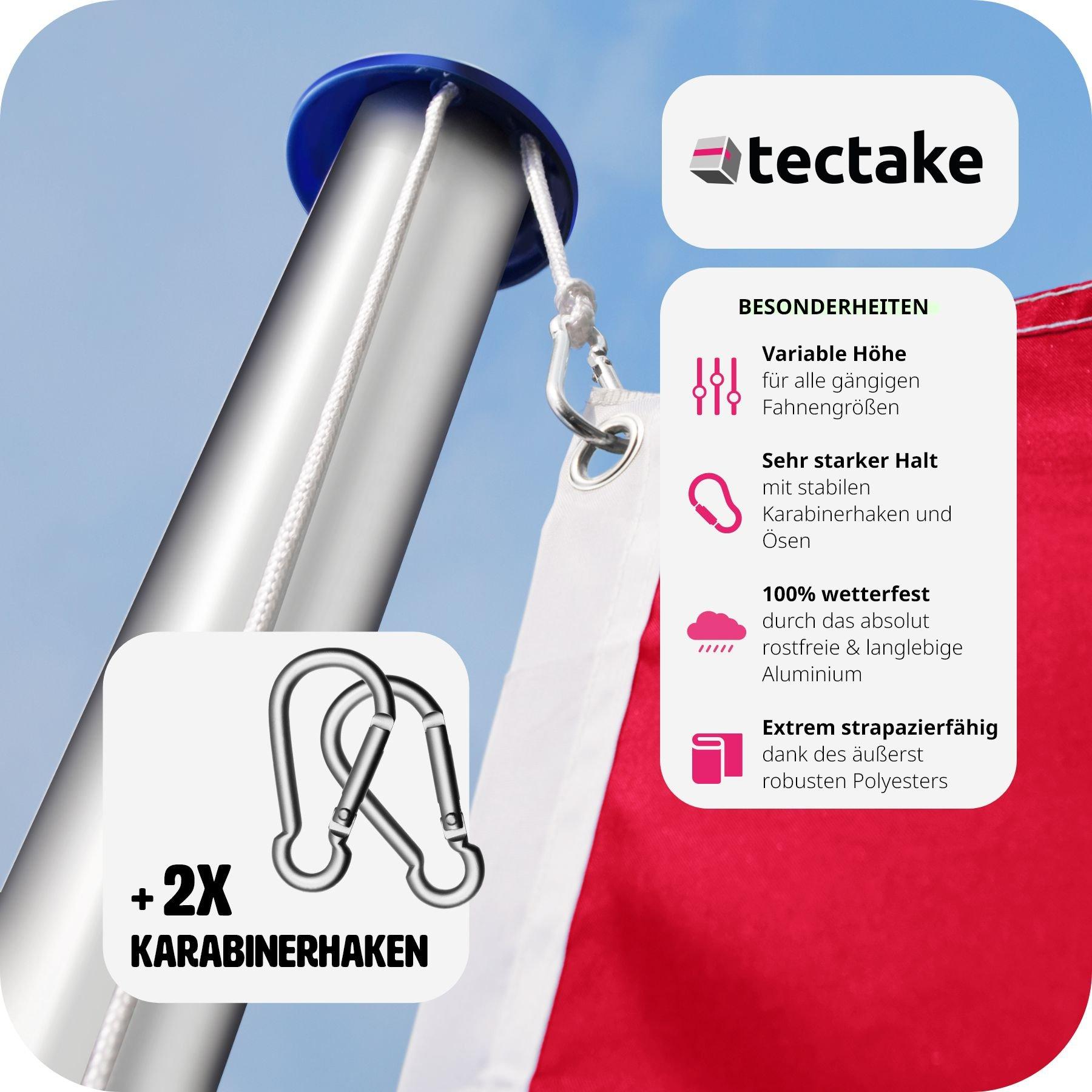 Tectake  Aluminium Fahnenmast höhenverstellbar 