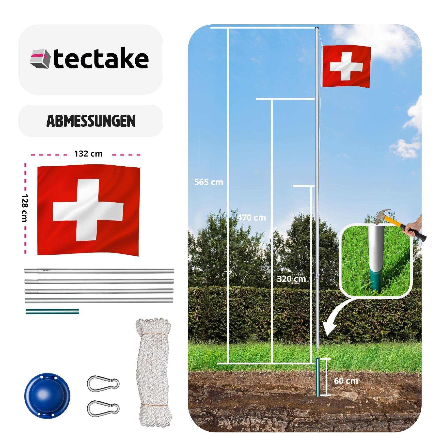 Tectake  Aluminium Fahnenmast höhenverstellbar 