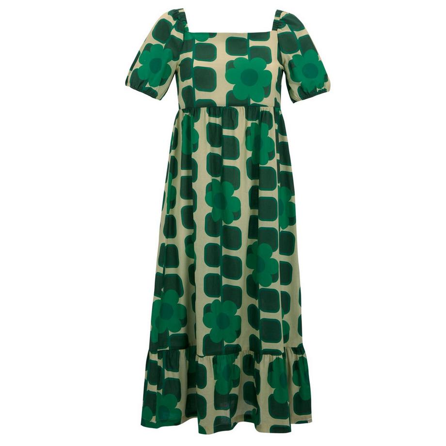 Robe Milongue D'été Motiftyle Fleur Géante Et Carré Orla Kiely