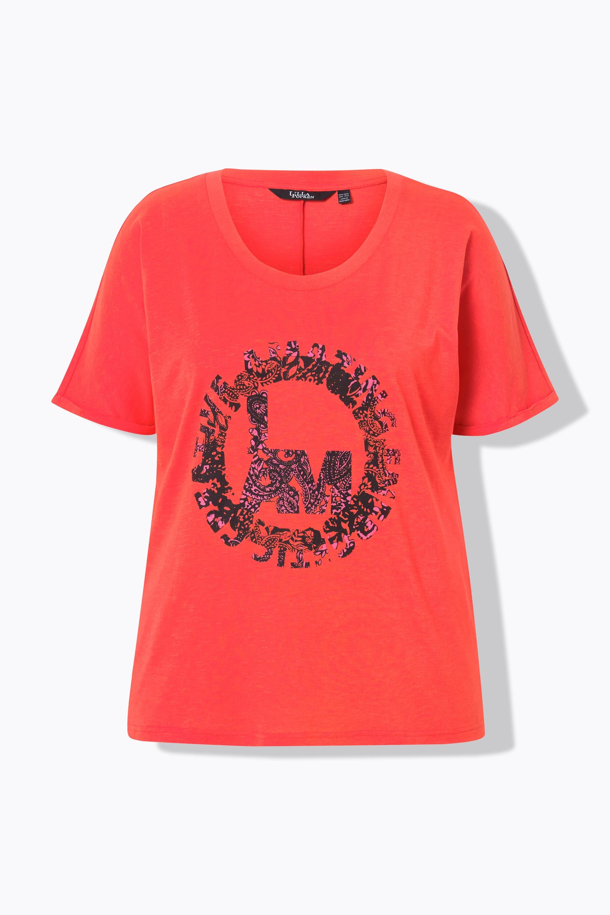 Ulla Popken  T-shirt dal taglio oversize con stampa, scollo a girocollo e mezze maniche 