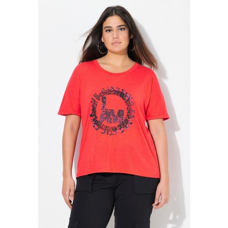 Ulla Popken  T-shirt oversize, col rond et manches courtes, motif rond 