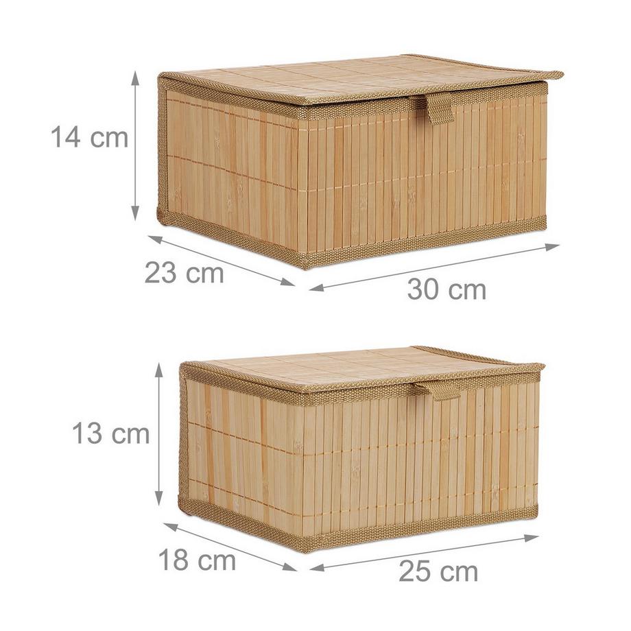 Northix Scatole portaoggetti in bambù, set da 2  