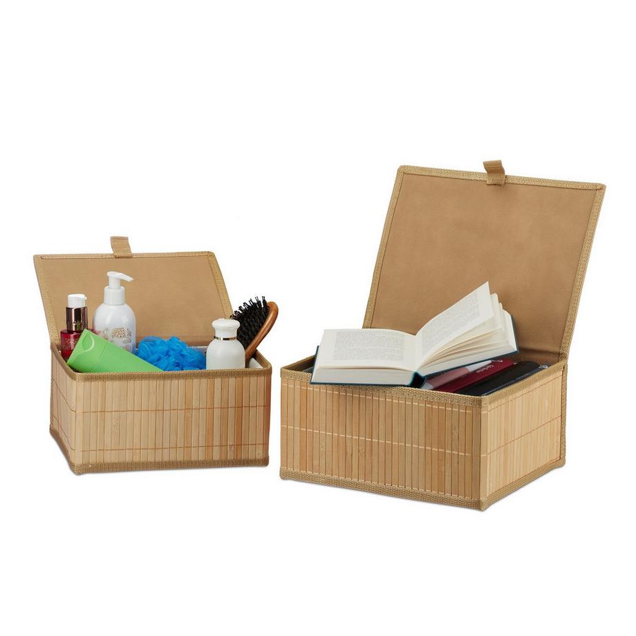 Scatole portaoggetti in bambù, set da 2