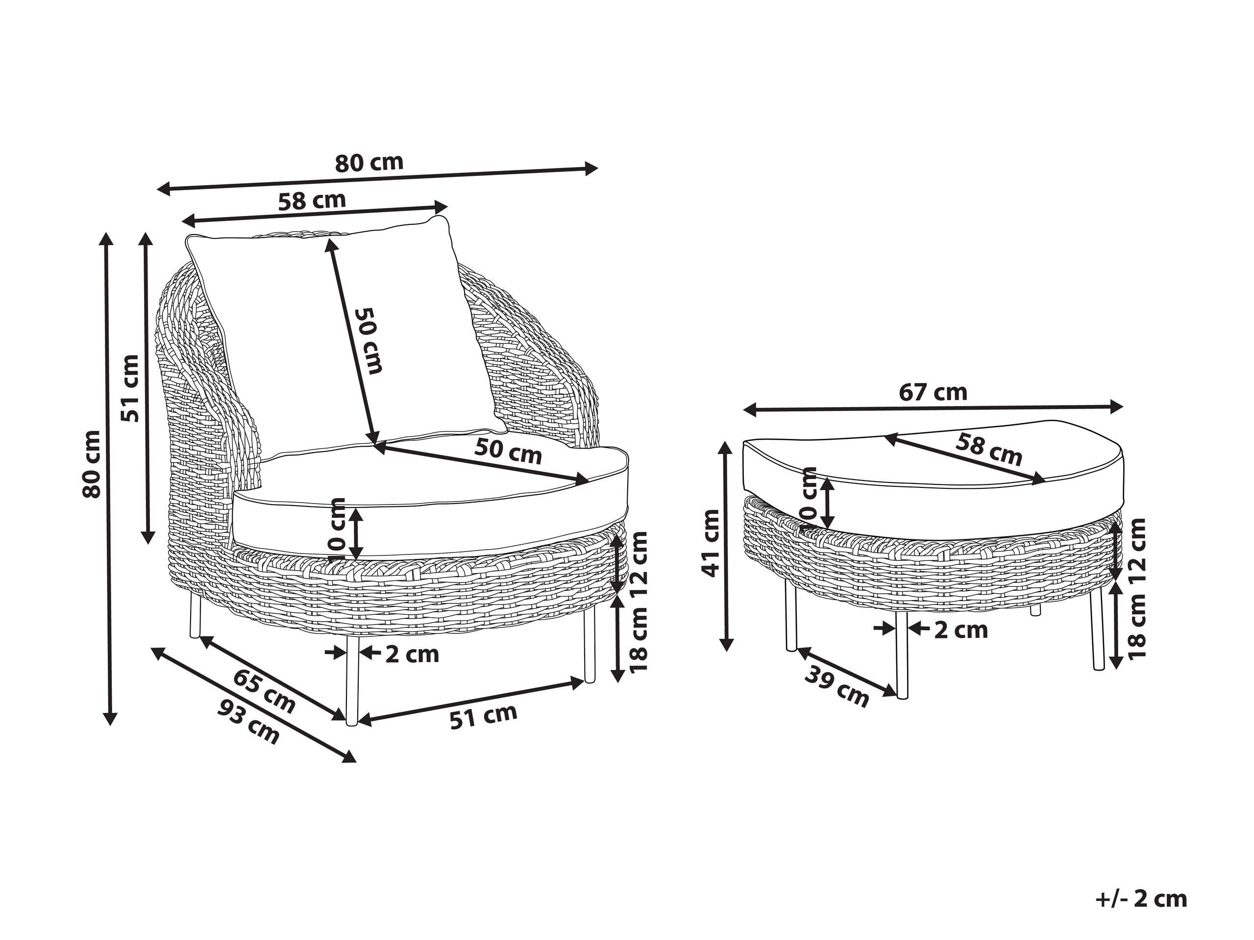Beliani Fauteuil de jardin avec ottoman en Polyrotin Boho ARCILLE  