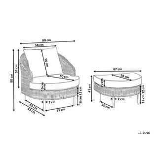 Beliani Fauteuil de jardin avec ottoman en Polyrotin Boho ARCILLE  